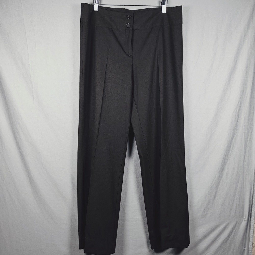 Stile Benetton Women Black Double‎ Button Wide Leg Trouser Pants us 18 EU 48